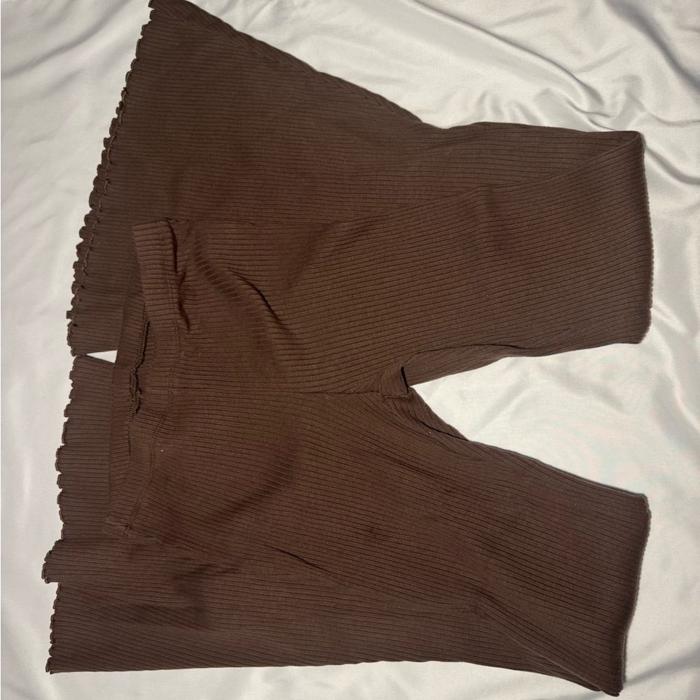 Aerie Brown Ribbed Flare Pants